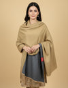Wool Reversible Shawl: Camel / Dark Grey
