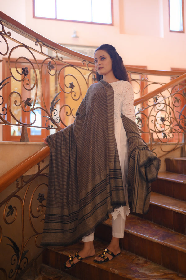 Turkish Cashmere Wool Shawl - Brown