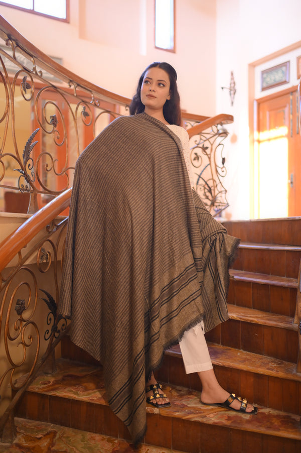Turkish Cashmere Wool Shawl - Brown