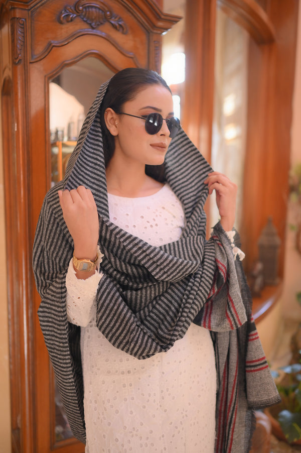 Turkish Cashmere Wool Shawl - Grey