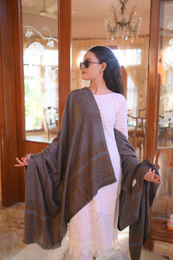 Turkish Cashmere Wool Shawl - Dark Taupe