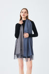 Elegant Two-Toned Scarf with Fringed Edges
