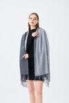 Elegant Two-Toned Scarf with Fringed Edges