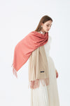 Elegant Two-Toned Scarf with Fringed Edges