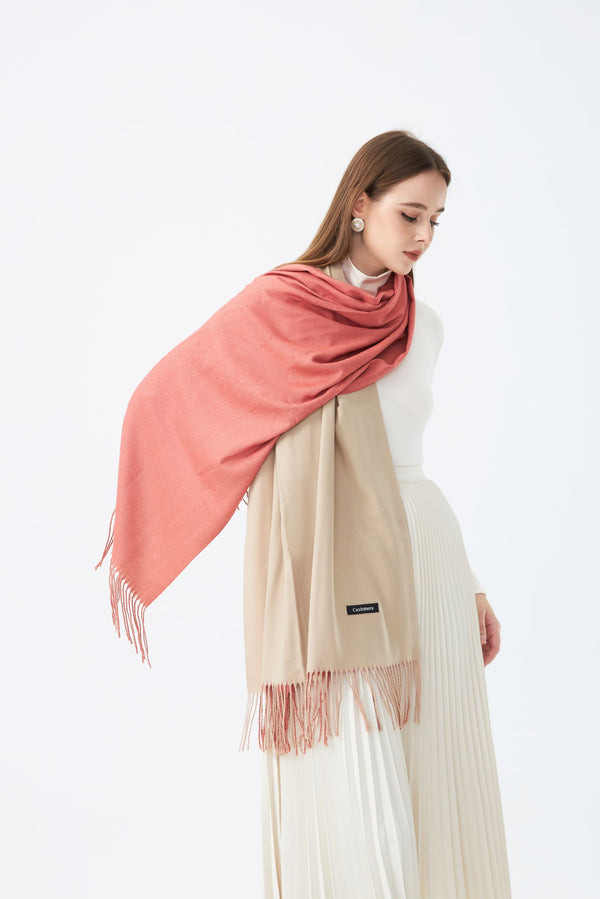 Elegant Two-Toned Scarf with Fringed Edges