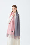 Elegant Two-Toned Scarf with Fringed Edges