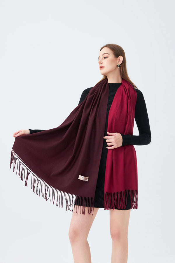 Elegant Two-Toned Scarf with Fringed Edges