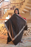 Elegant Handwoven Shawl with Delicate White Embroidery - Grey