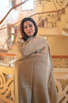 Elegant Handwoven Shawl with Delicate White Embroidery - Ivory