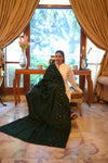 Luxurious Deep Shawl with Intricate Embroidered - Dark Green