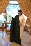 Luxurious Deep Shawl with Intricate Embroidered - Dark Green