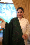 Luxurious Deep Shawl with Intricate Embroidered - Dark Green
