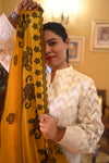 Luxurious Deep Shawl with Intricate Embroidered - Yellow