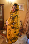 Luxurious Deep Shawl with Intricate Embroidered - Yellow