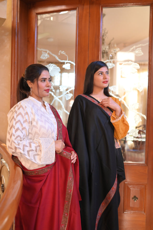 Elegant Shawl with Gota Zari Border Red