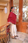 Elegant Shawl with Gota Zari Border Red