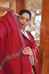 Elegant Shawl with Gota Zari Border Red