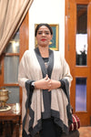 Stylish Wool Blend Cape Shawl with Contrast Border