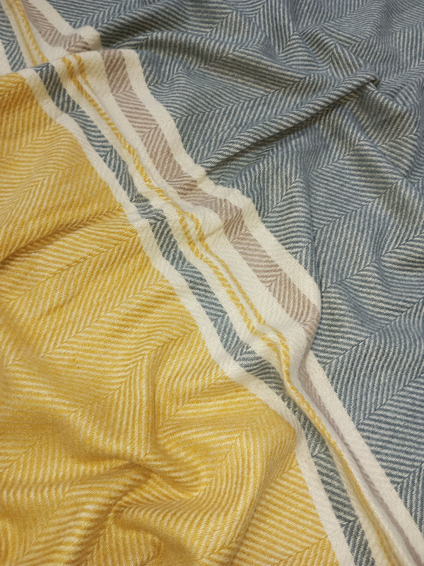 Turkish Style Wool Stole - Yellow/Grey