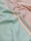 Turkish Style Wool Stole - Light Blue/Pink