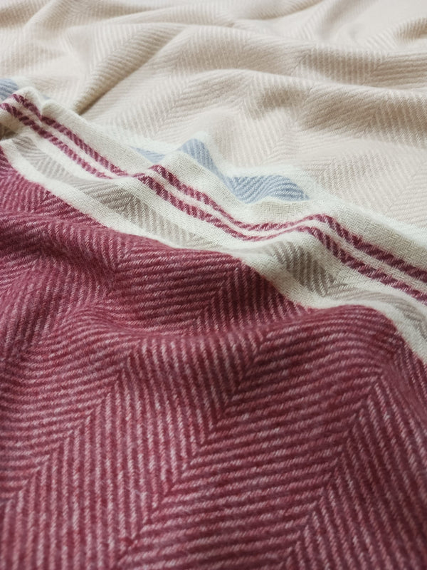 Turkish Style Wool Stole - Maroon/Off white