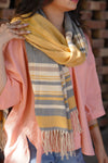 Turkish Style Wool Stole - Yellow/Grey