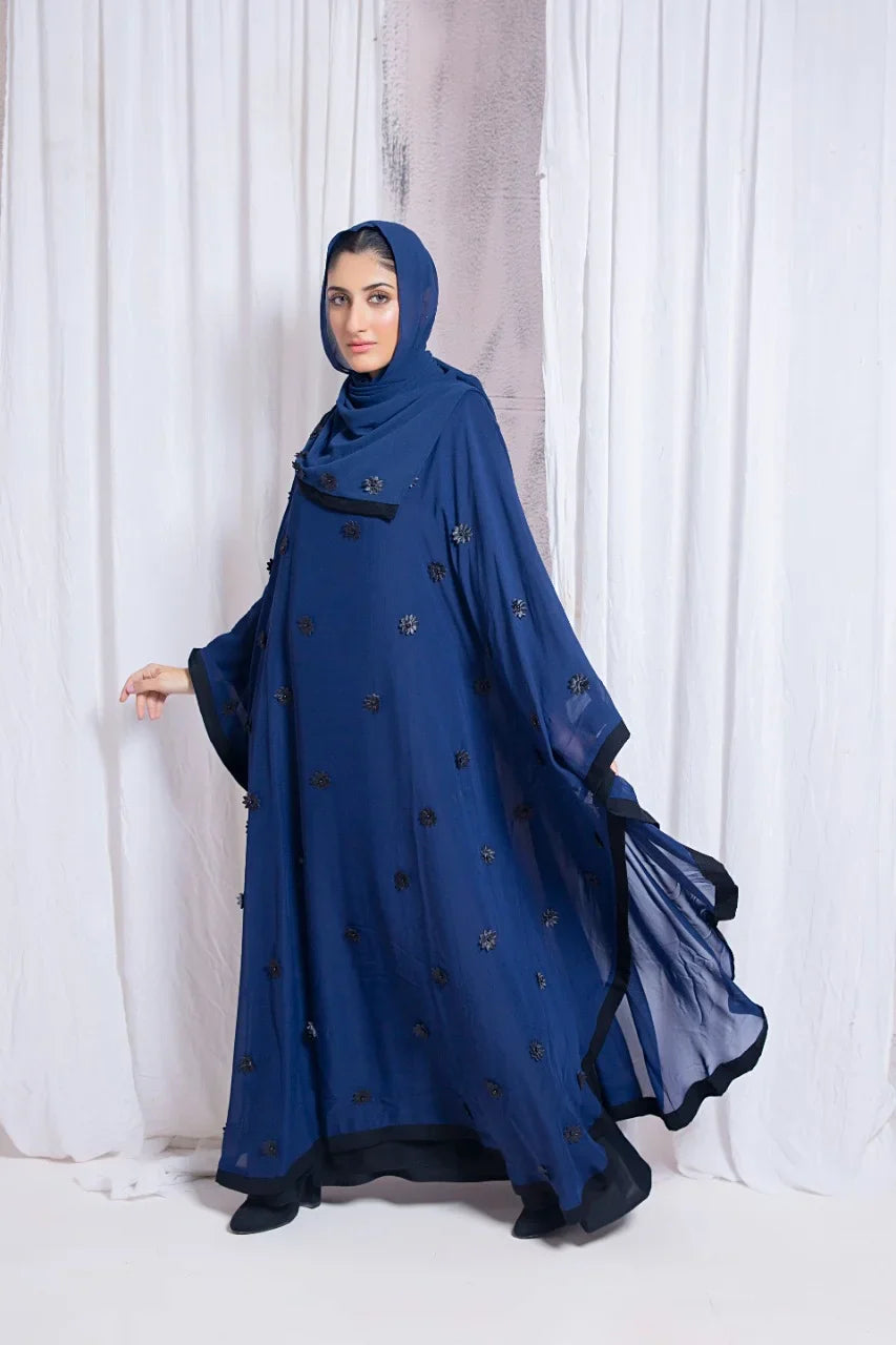 Flowery Blue Abaya – sky cashmere