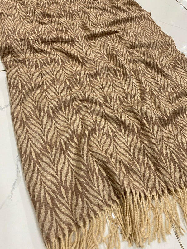 Leaf Wool Shawl - Beige