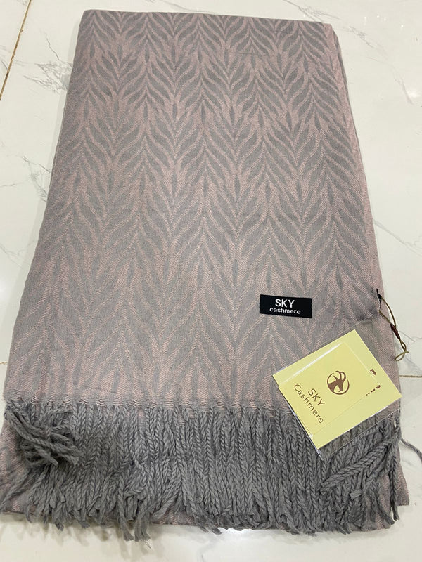 Leaf Wool Shawl - Silver