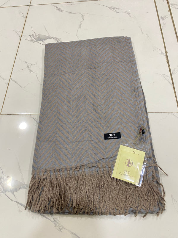 Striped wool shawl - Greyish Purple