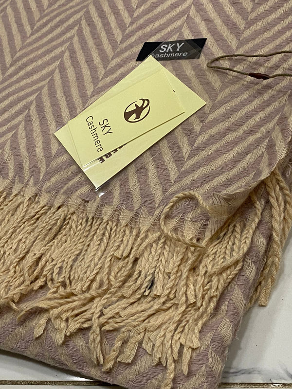 Striped wool shawl - Beige