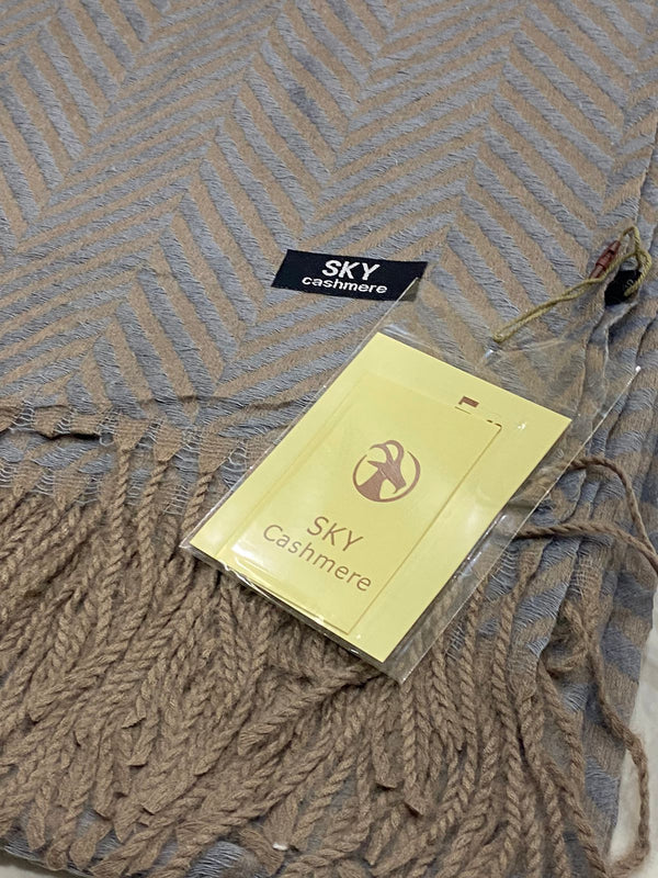 Striped wool shawl - Greyish Purple