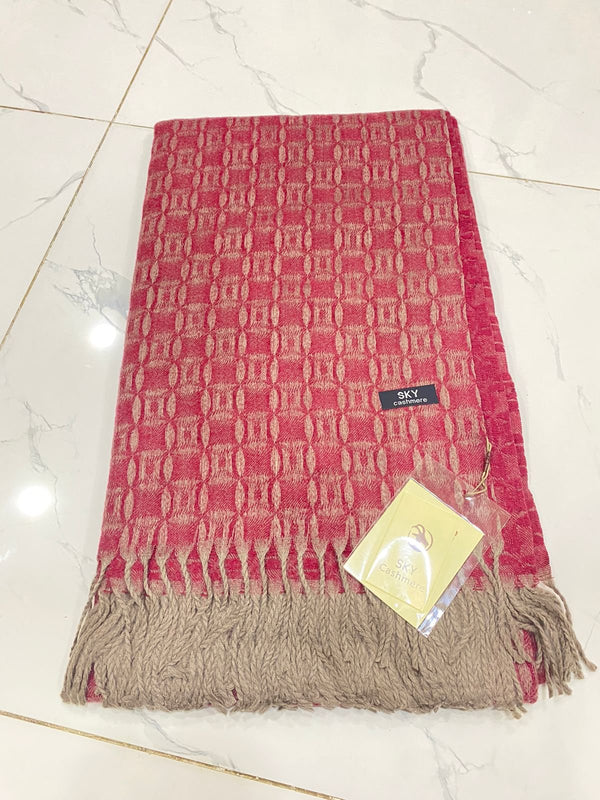 Box Design Wool Shawl - Red