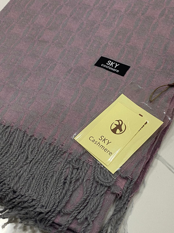 Box Design wool shawl - Light Purple