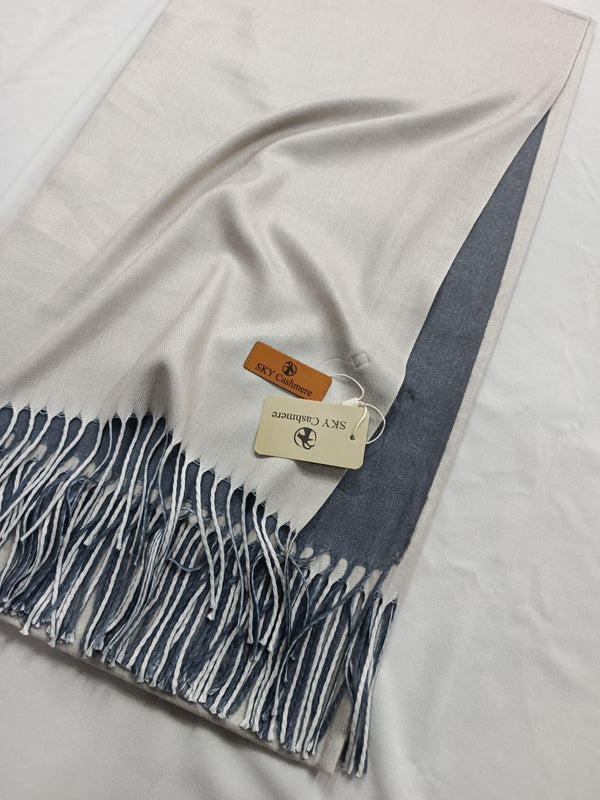 Two Tone Shawl - Off White/Grey sk-102