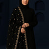 Swiss Lawn Shawl – Black with Golden Embroidery