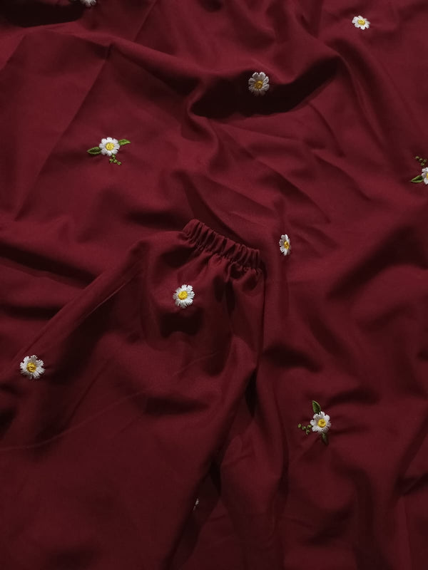 Embroidered Namaz Chaddar - Mahroon D3