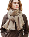 Warm Wool Stole - White Brown