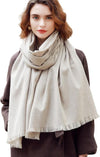 Warm Wool Stole - White Grey
