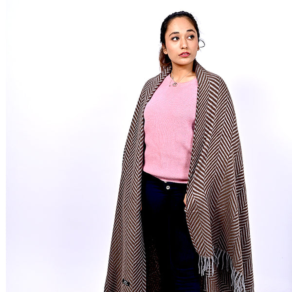 Cross Check Elite Design Pure Wool Shawl