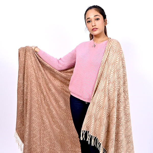 Leaf Wool Shawl - Golden