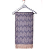 Purplish Woolen Shawl Leaf Printed with Light Golden Strips