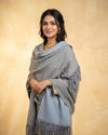 Wool Reversible Shawl : Steel Grey / Sky Blue