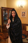 Luxurious Deep Shawl with Intricate Embroidered - Black