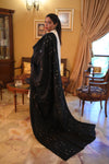 Luxurious Deep Shawl with Intricate Embroidered - Black