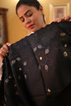 Luxurious Deep Shawl with Intricate Embroidered - Black