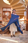 Elegant Shawl with Gota Zari Border - Royal Blue