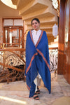 Elegant Shawl with Gota Zari Border - Royal Blue