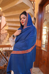 Elegant Shawl with Gota Zari Border - Royal Blue