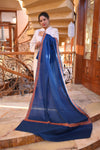 Elegant Shawl with Gota Zari Border - Royal Blue